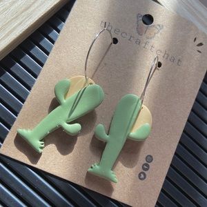 Polymer clay Cactus hoop earrings